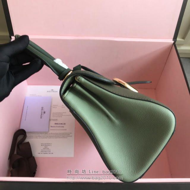 DELVAUX女包 德爾沃Brillant系列 原粒Togo皮革 德爾沃女手提包 DS0028三拼綠 中號 Delvaux單肩包  fcs1175